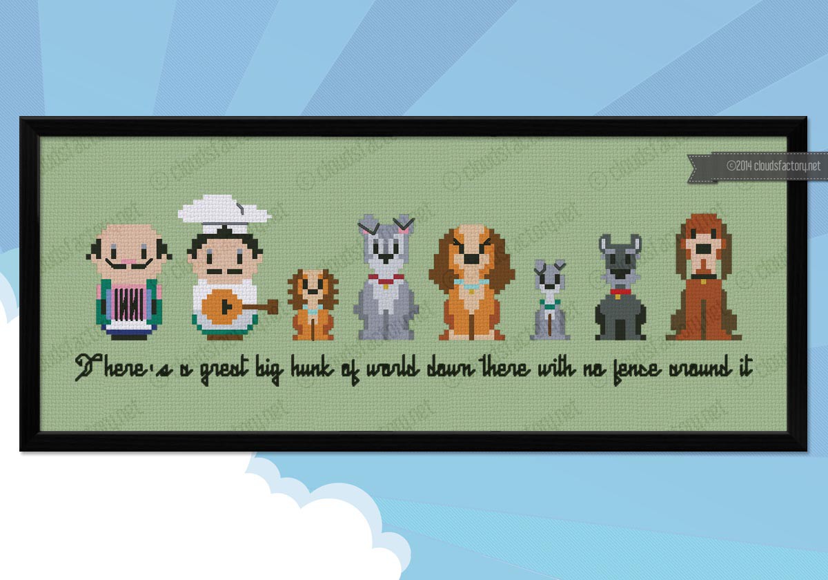 Lady and the Tramp Cartoons Mini People Cross Stitch Patterns