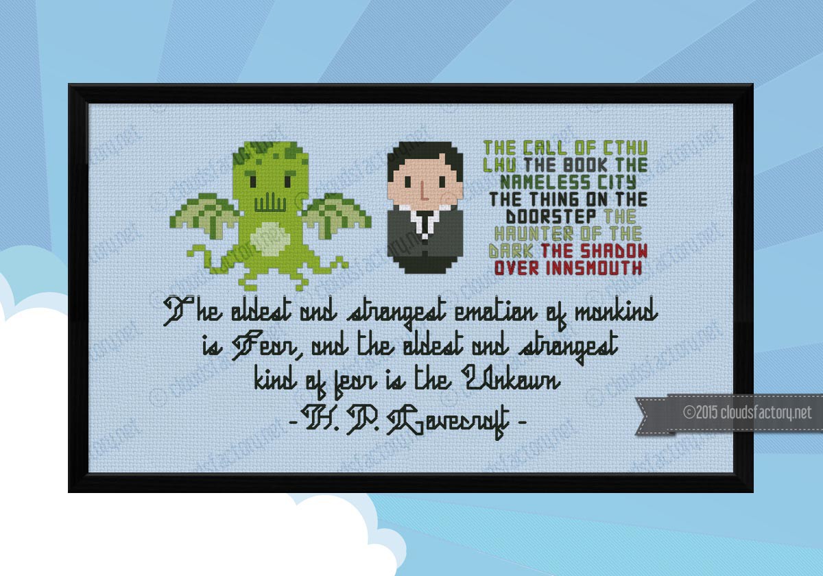 H. P. Lovecraft - Mini Libraries - Digital Cross Stitch Pattern