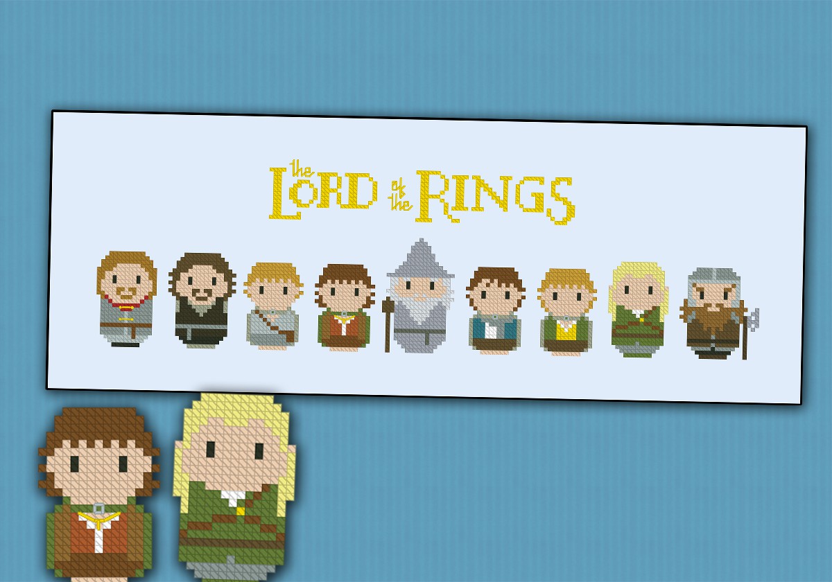 Lord of the Ring Inspired Fellowship of the Ring Cross Stitch 