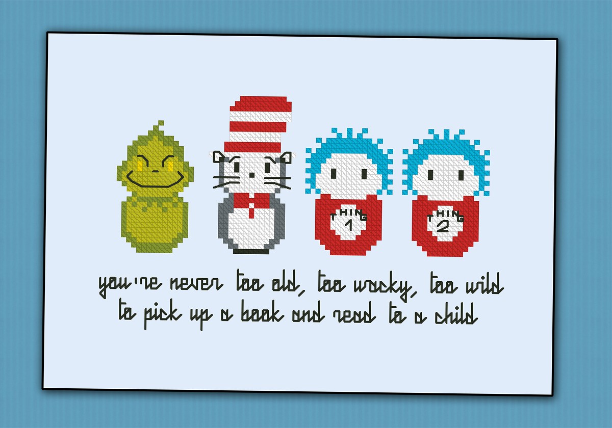 Dr Seuss Digital Cross Stitch Pattern