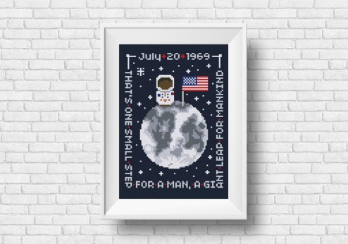 Neil Armstrong quote cross stitch pattern by Cloudsfactory