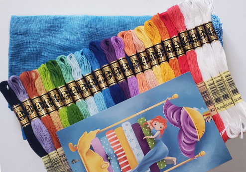 Complete Supplies Kit (Linen) - Fabric + floss