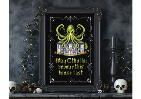 May Cthulhu devour this house last cross stitch pattern