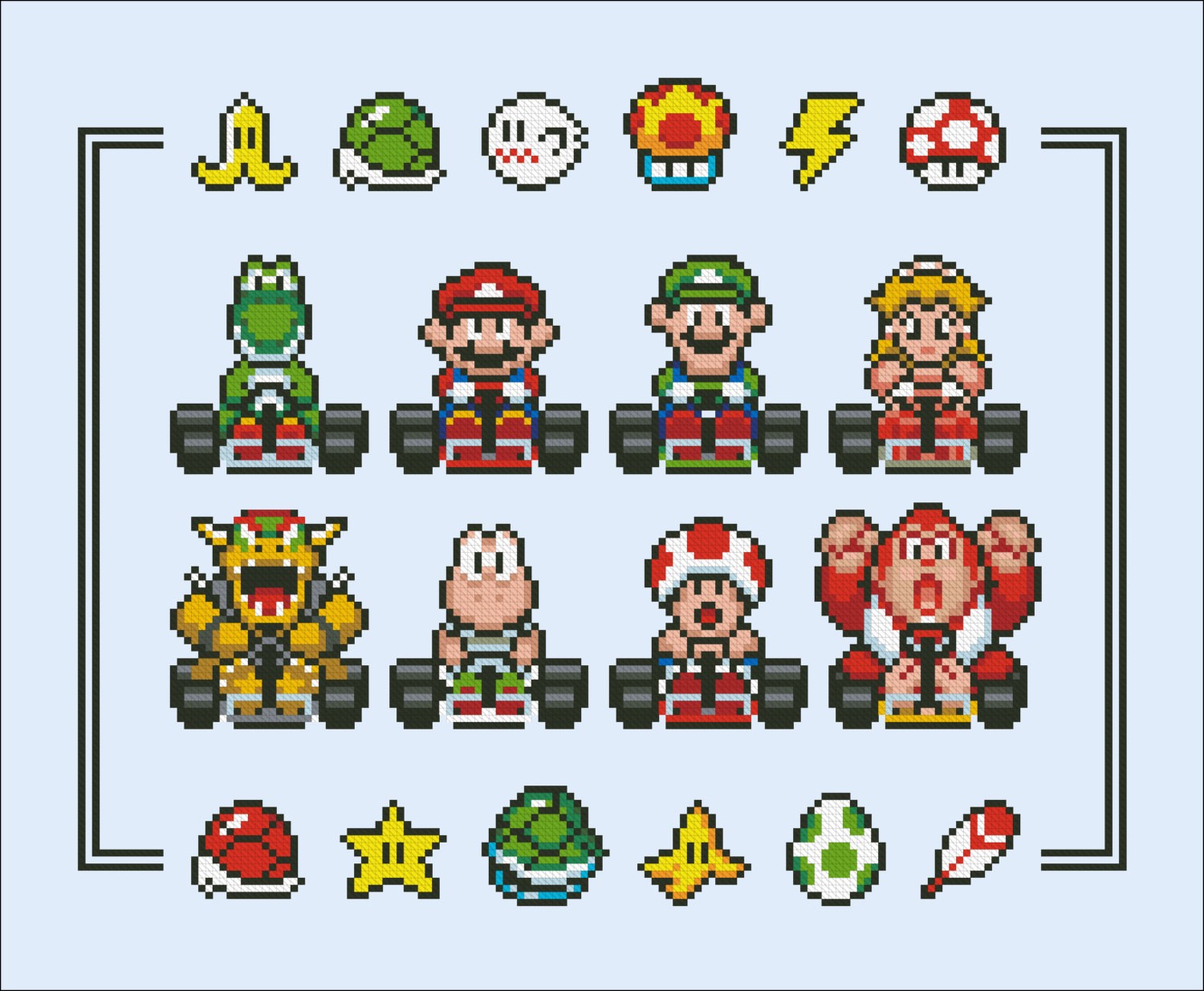 Mario Kart (sprite) - Digital Cross Stitch Pattern