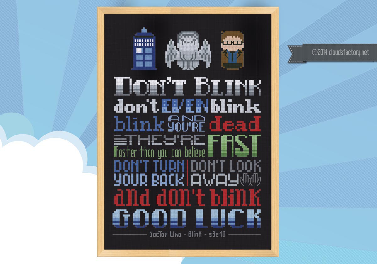 Doctor Who Don T Blink Quote Digital Cross Stitch Pattern