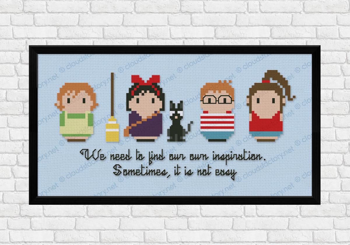 Cross Stitch World on Tumblr: Kiki's Delivery Service 🐈‍⬛. My friend makes  the most delightful little patterns (download free @ bogdragoncrafts) by
