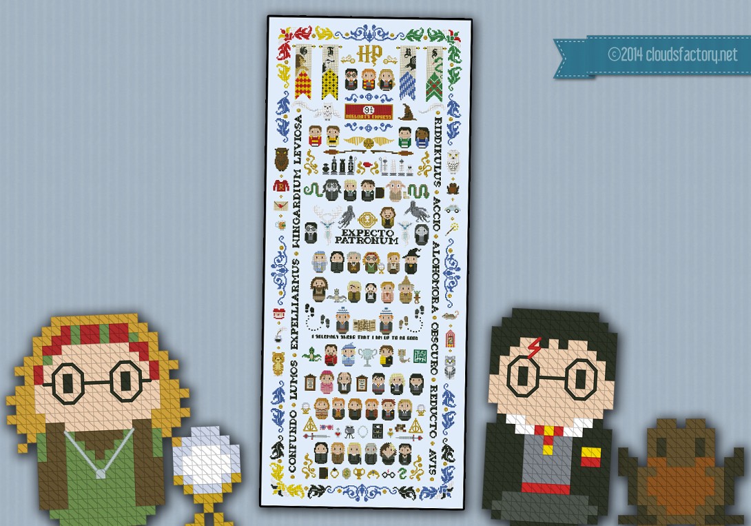 FO] Finished a Harry Potter cross stitch. I got the pattern from