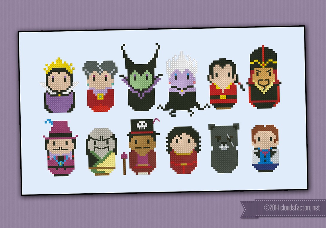 Disney Princess Villains Digital Cross Stitch Pattern