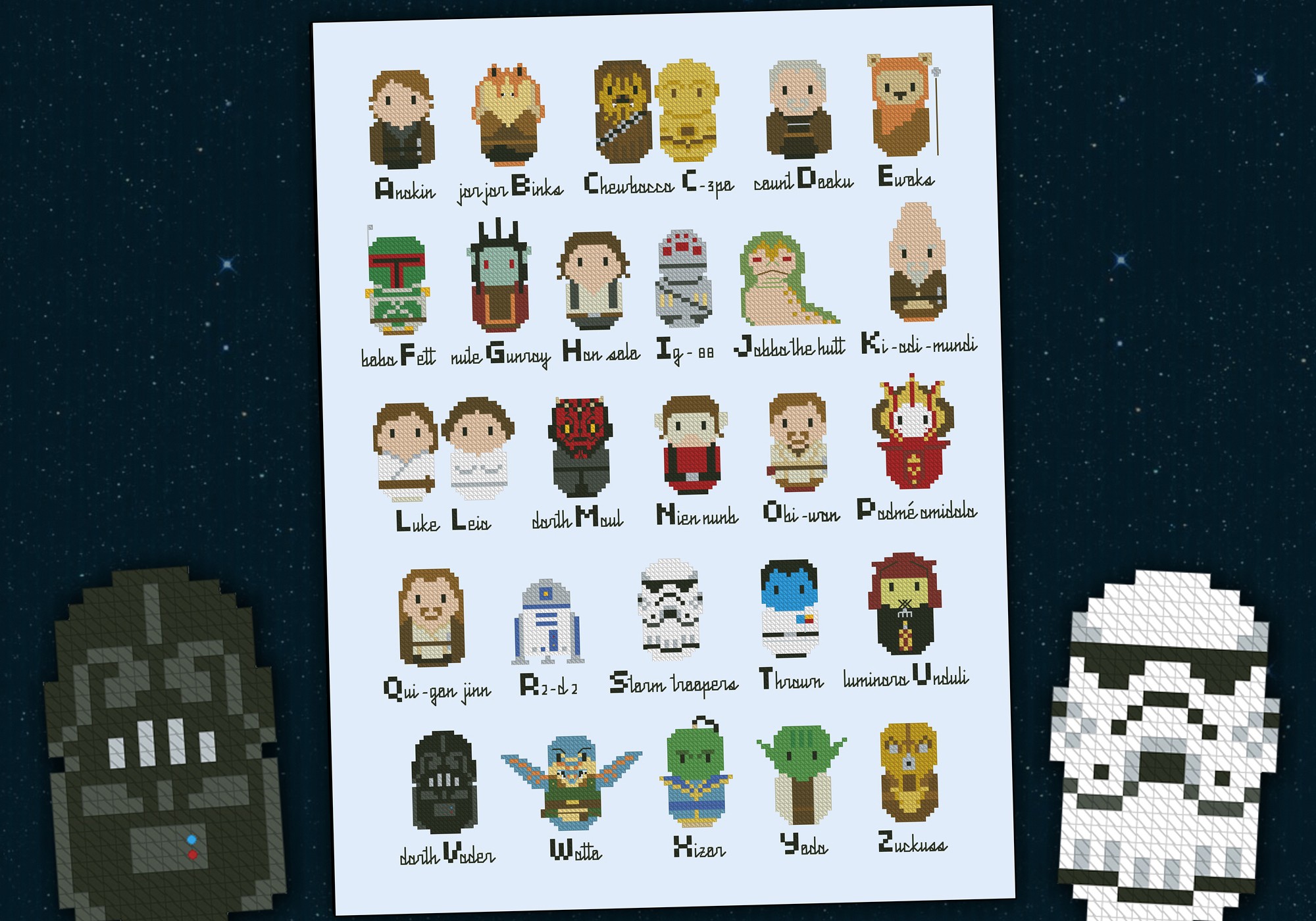 Star Wars alphabet sampler - Digital Cross Stitch Pattern