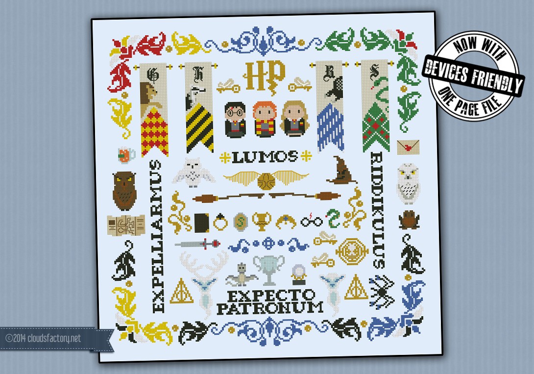 Harry Potter pillow sampler - Digital Cross Stitch Pattern