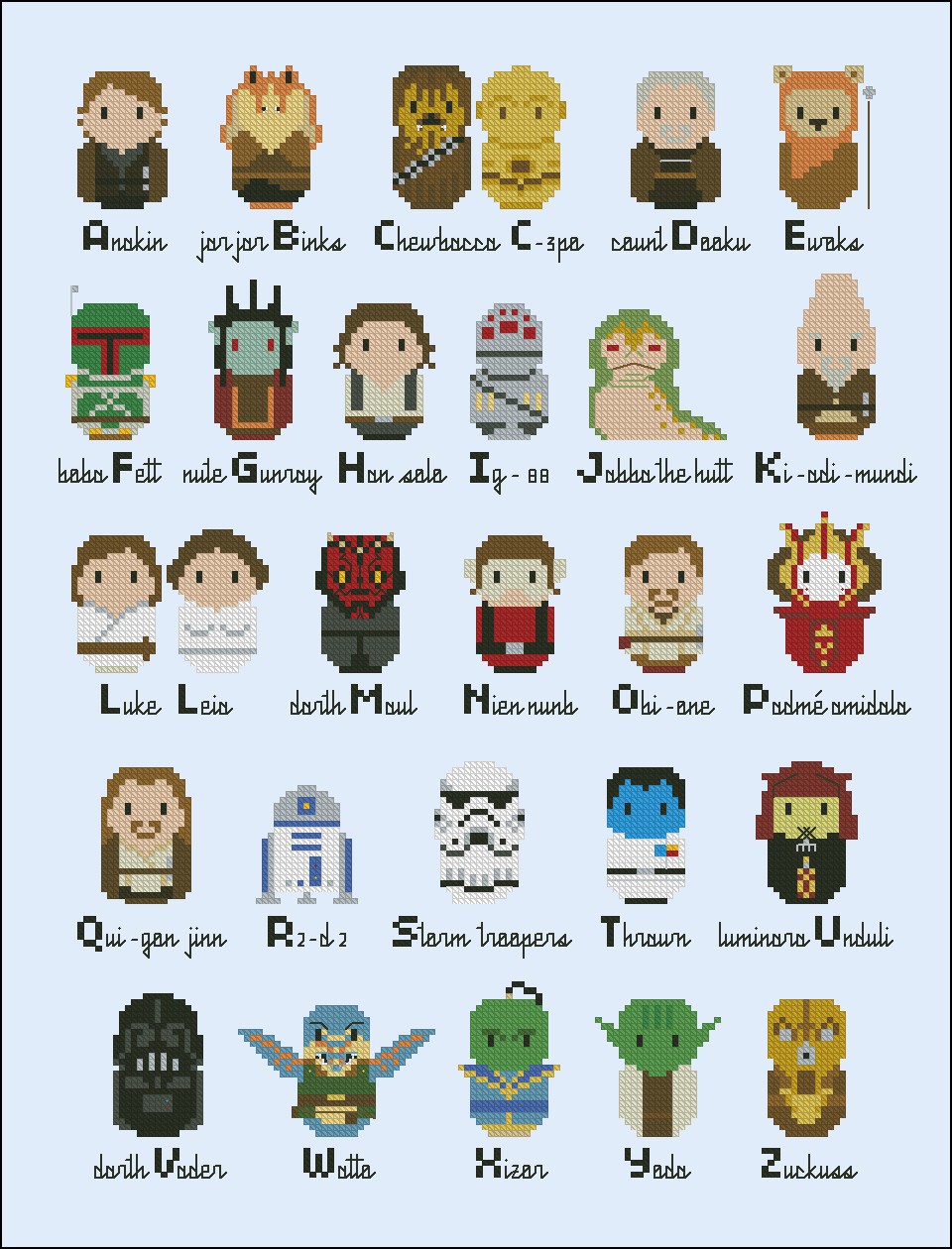 Star Wars alphabet sampler - Alphabets - Cross Stitch Patterns - Products