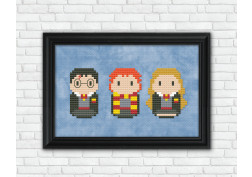 Harry Potter, Ron and Hermione cross stitch pattern