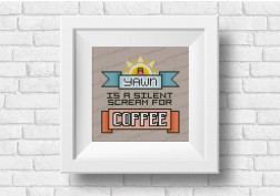 A yawn cross stitch quote by Cloudsfactory