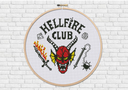 stranger things hellfire club cross stitch