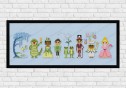 Princess and the frog on light blue fabric - Epic Storybook Princesses