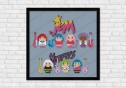 Jem and the Holograms and Misfits cross stitch pattern on dark blue