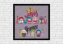 Jem and the Holograms and Misfits cross stitch pattern on purple